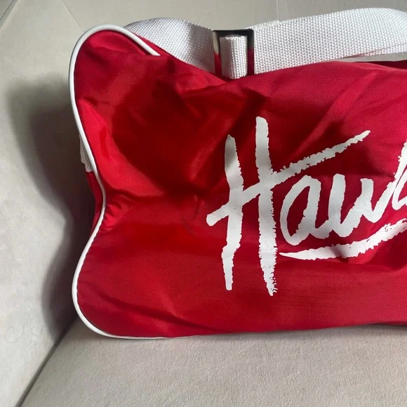 Red and White Hawaii Small Gym Duffle Bag Adjustable Strap - Picture 7 of 11